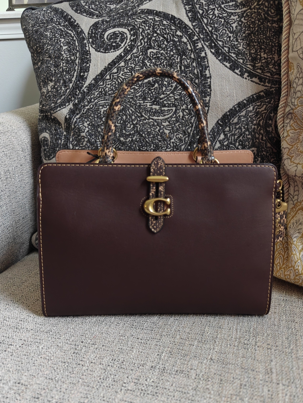 Coach 1941 Serra Satchel Oxblood Multi with Snakeskin Handles - Picture 3 of 11